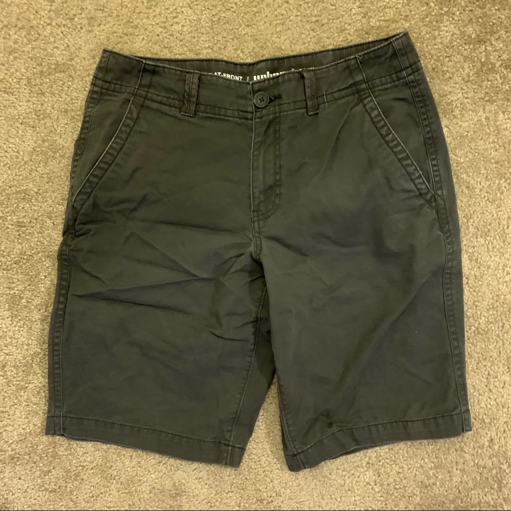 Mens Khaki Flat Front Shorts